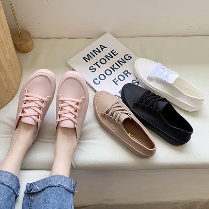 Gobra ♕ SEP006 (Tanpa Kotak) Sepatu Wanita Karet Polos Simple Warna Sport Casual Import Murah