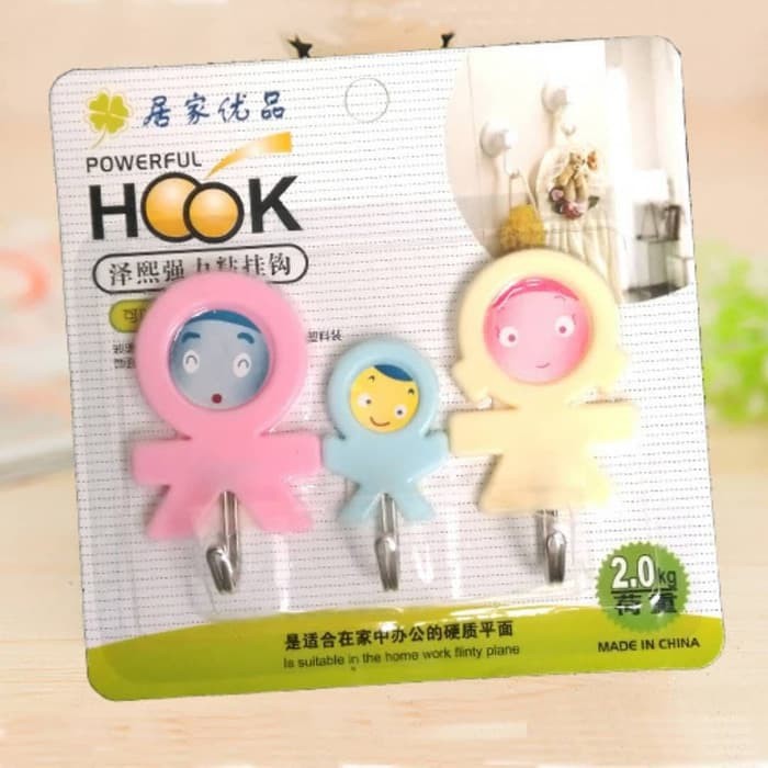 Gantungan Barang Kail isi 3 Powerfull Hook /Gantungan/ Hook Happy