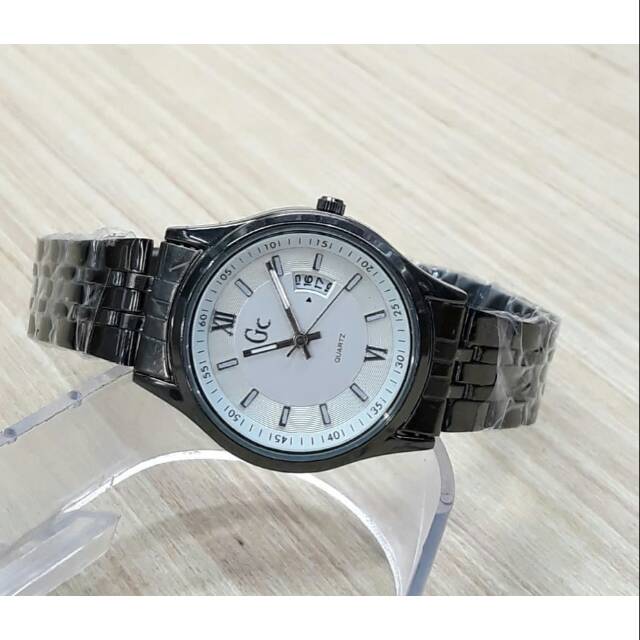 Jam Tangan Pria, Gc Rantai Black Putih Tanggal, Aktif Udah Pakai Box