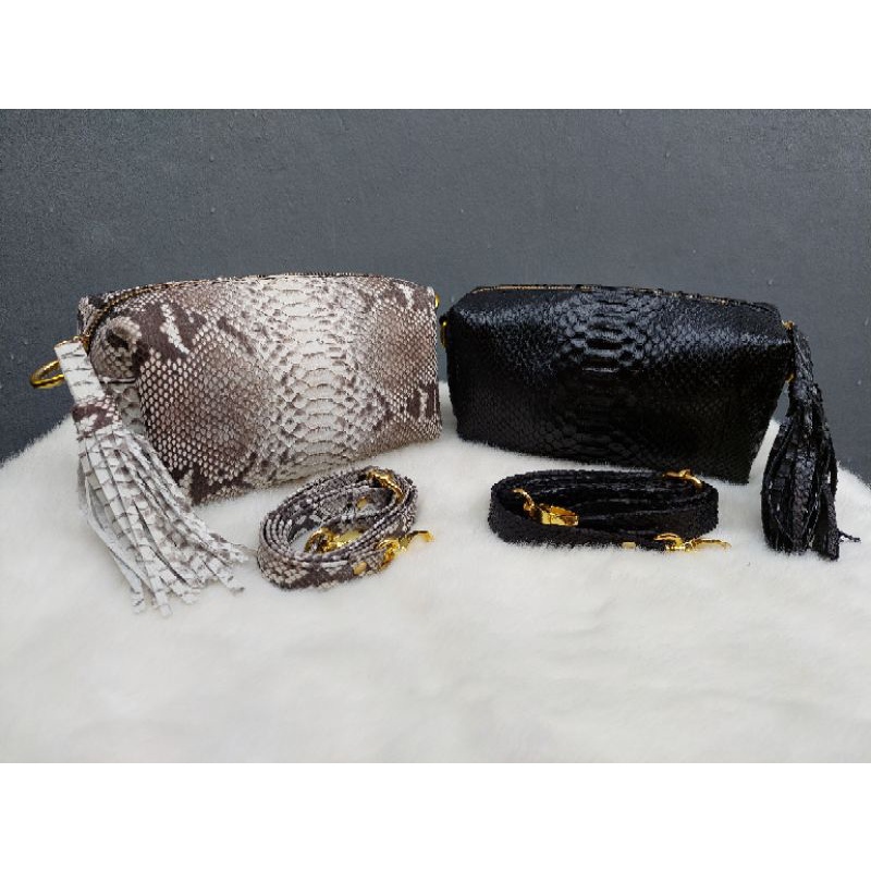 Pouch Kulit Ular Phyton / Tas Kulit Wanita / Tas Kecil Kulit Ular Phyton