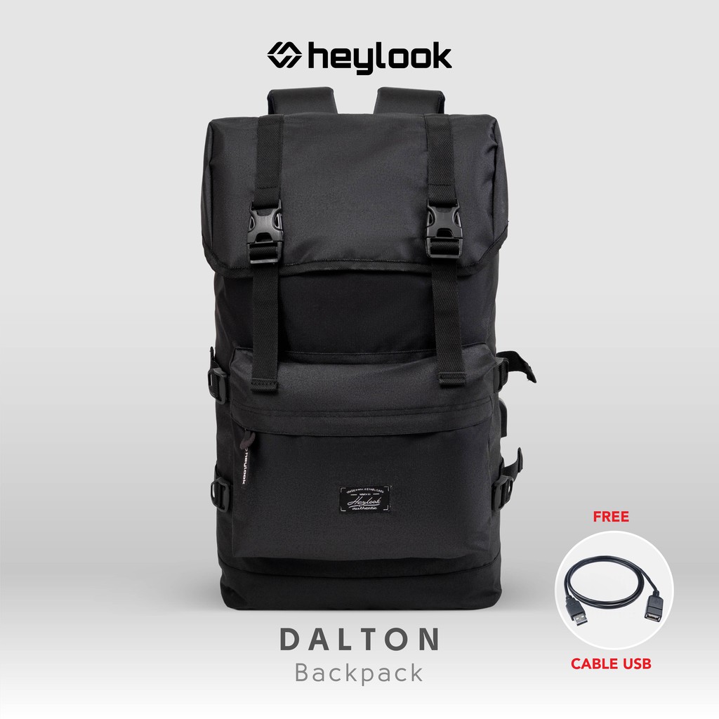 HEYLOOK Project - (Free Raincover+USB) Tas Ransel Pria Wanita Backpack DALTON Tas Ransel Laptop Sekolah Kuliah Kerja