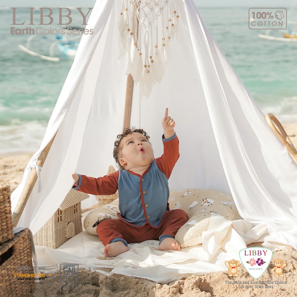 Libby Earth Series Comfy Set Kombinasi | Setelan Baju Panjang Bayi