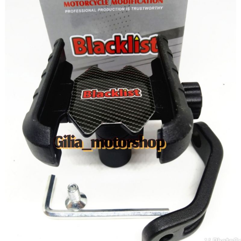 Holder Spion Blacklist Aluminium  Hitam Non USB Universal Motor Vario Beat Mio Scoopy Xeon NMAX dll