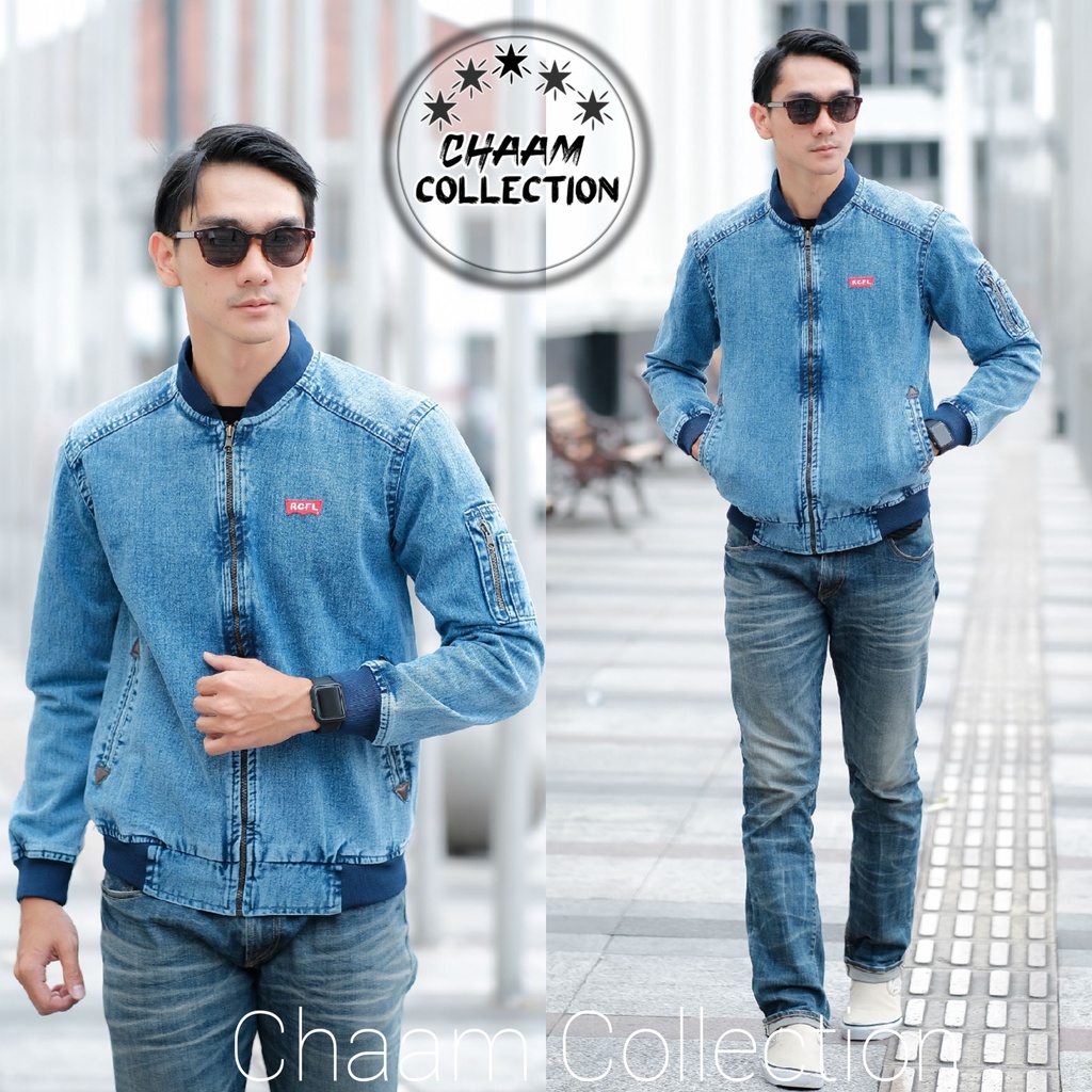 NEW 2021 Jaket Denim Shanghai Bertudung|Jaket Jeans Denim New Fashion Unisex-Sandwash Biru