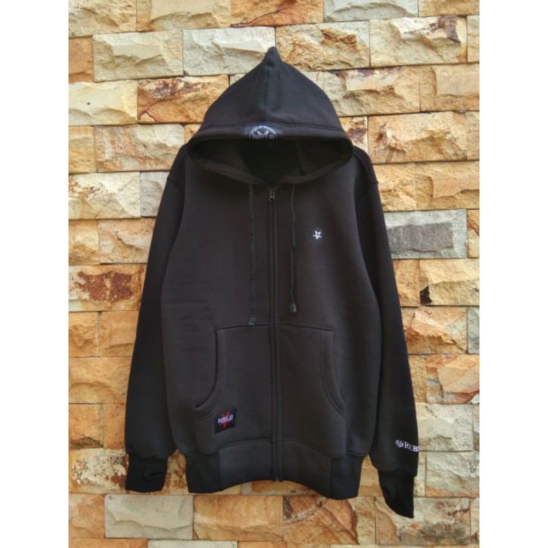 Sweater pria ziper/Sweater original rebel id hitam-L