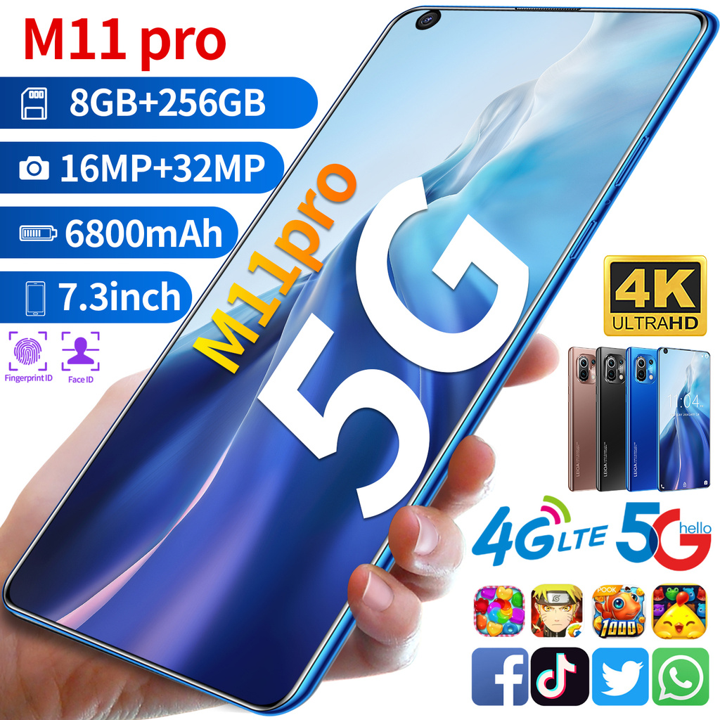 M11Pro  Smartphone 8GB+256GB 4G/5G Jaringan Mtk6889 10 Inti   Baterai 6800Mah 10.0