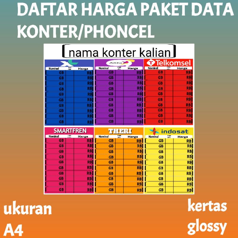DAFTAR HARGA PAKET DATA KONTER PHONCEL SJSJ