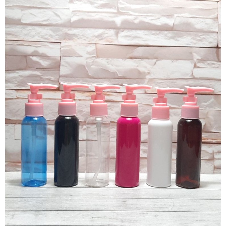 Botol Pump 100ml Botol Pump 100 ml Botol 100ml Plastik Tutup Pump Pink Kancing Import