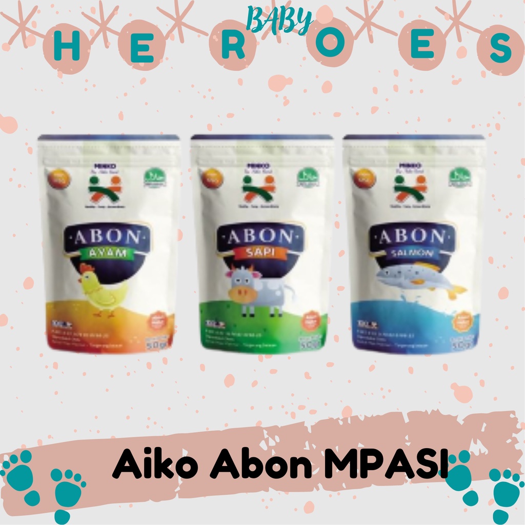 AIKO Abon Sapi Ayam Salmon Halus Tanpa Bahan Pengawet Non MSG - 50gr