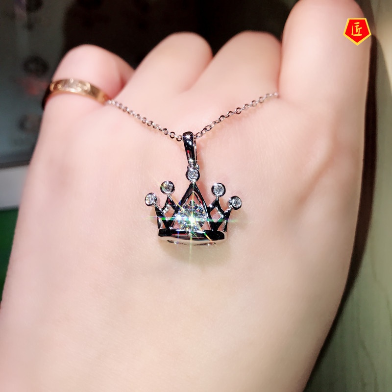 [Ready Stock]Crown Pendant Women's Diamond Necklace Fashionable and Elegant