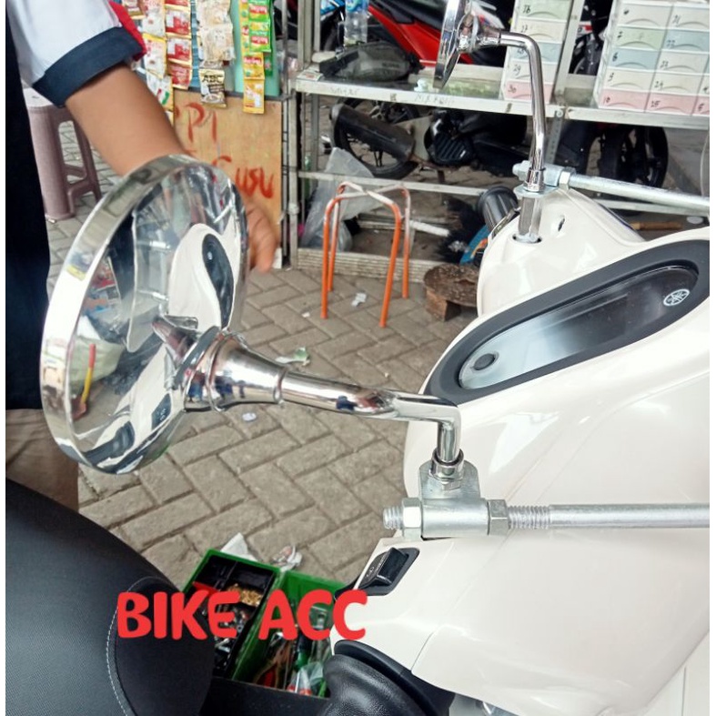Spion klasik bulat full crome universal motor vespa scoopy cb klasik dll