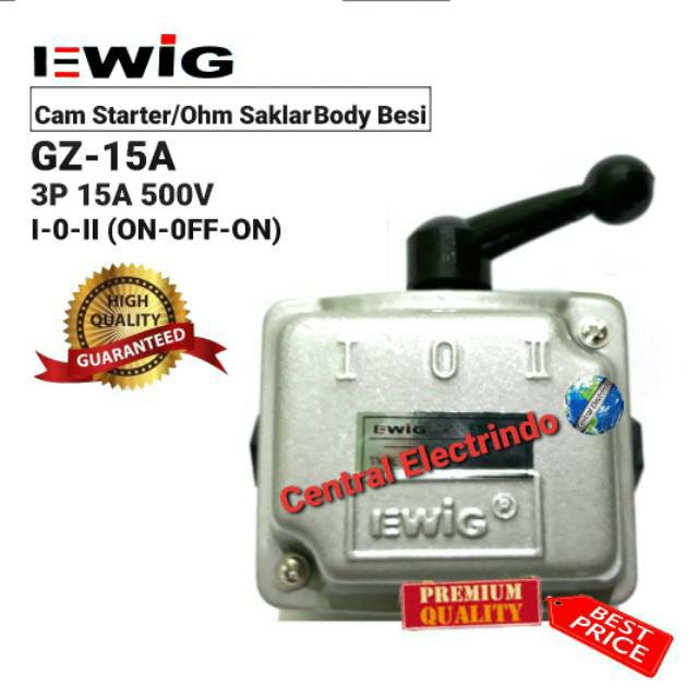 Cam Starter/Ohm Saklar EWIG GZ-15A (3300Watt) 3P I-0-II (ON-OFF-ON).