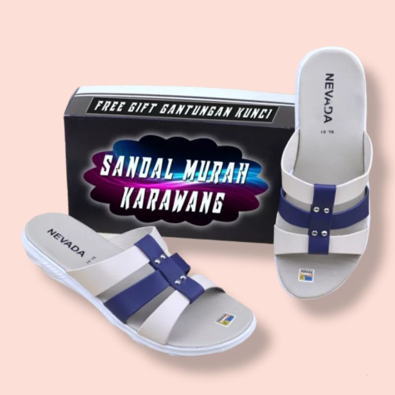 beli 1 gratis 1 sandal flat wanita/sendal selop wanita ringan/sandal cewek Nevada viral