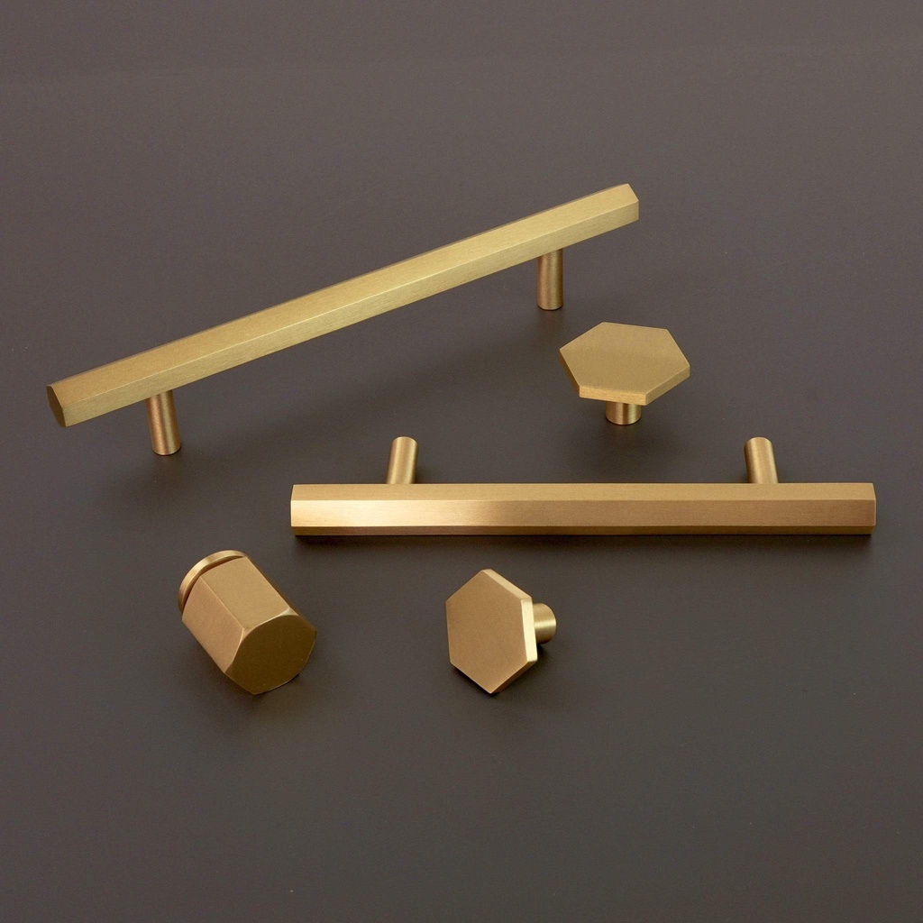 Full Brass Handle Gold Handle Gagang Kuningan Hexagon Knob