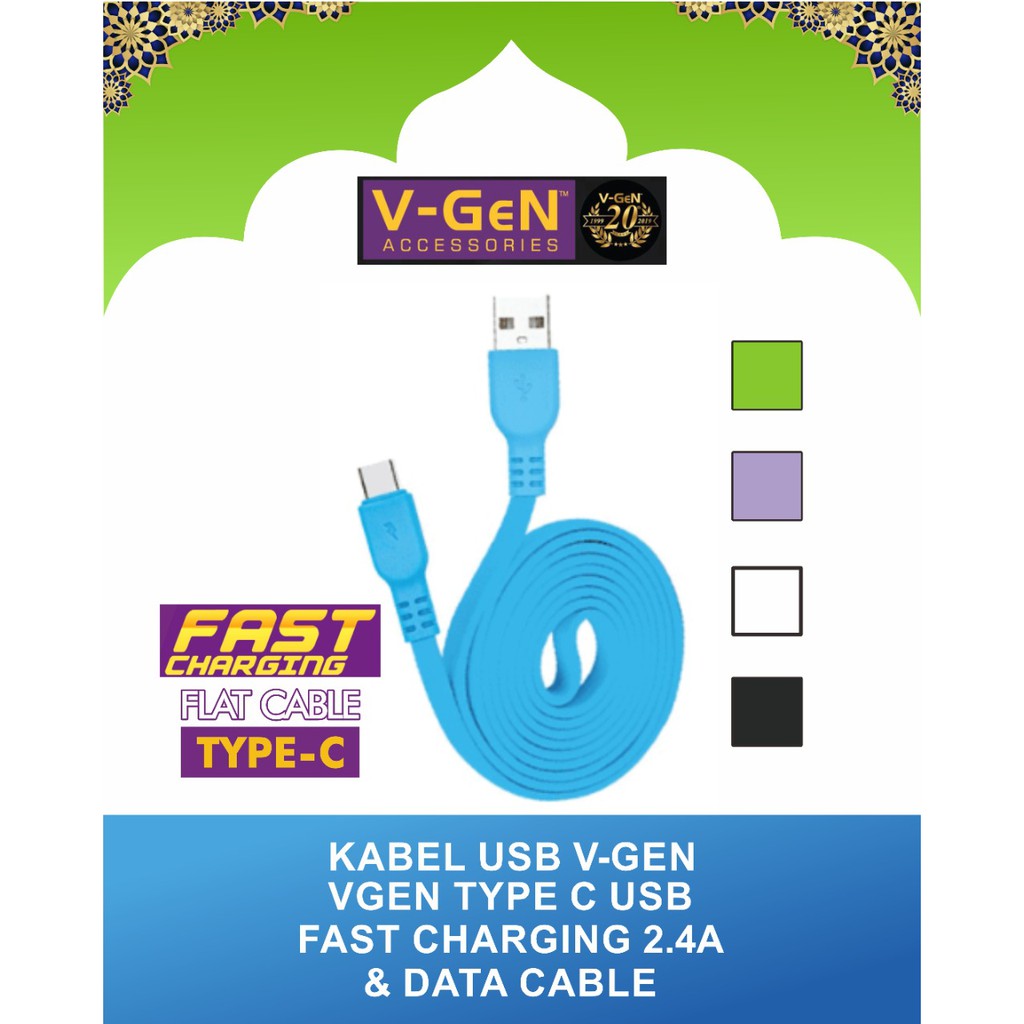 KABEL USB V-GEN 2.4A 1M PCT2-01 GEPENG TYPE C