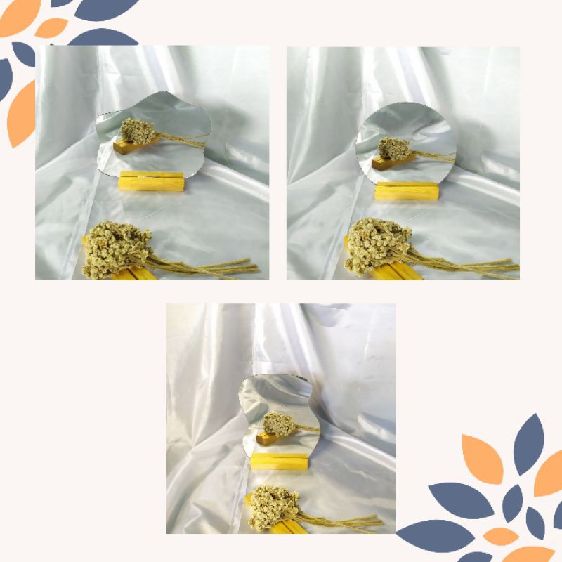 Cermin Kaca Aesthetic Dinding Meja Portable Rias Kekinian bonus kayu penyangga