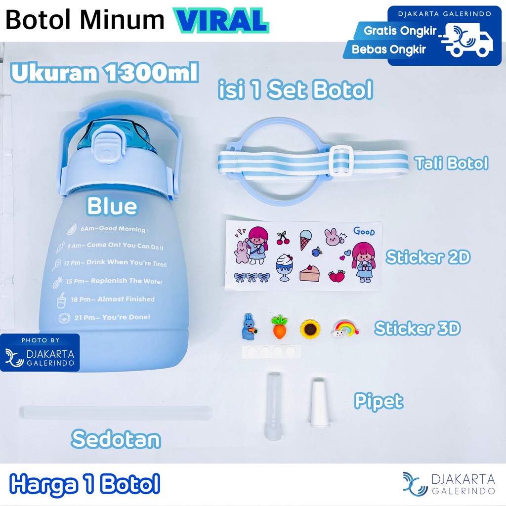 Botol Minum Viral Motivasi Gemoy 1300ml 1.3 Liter