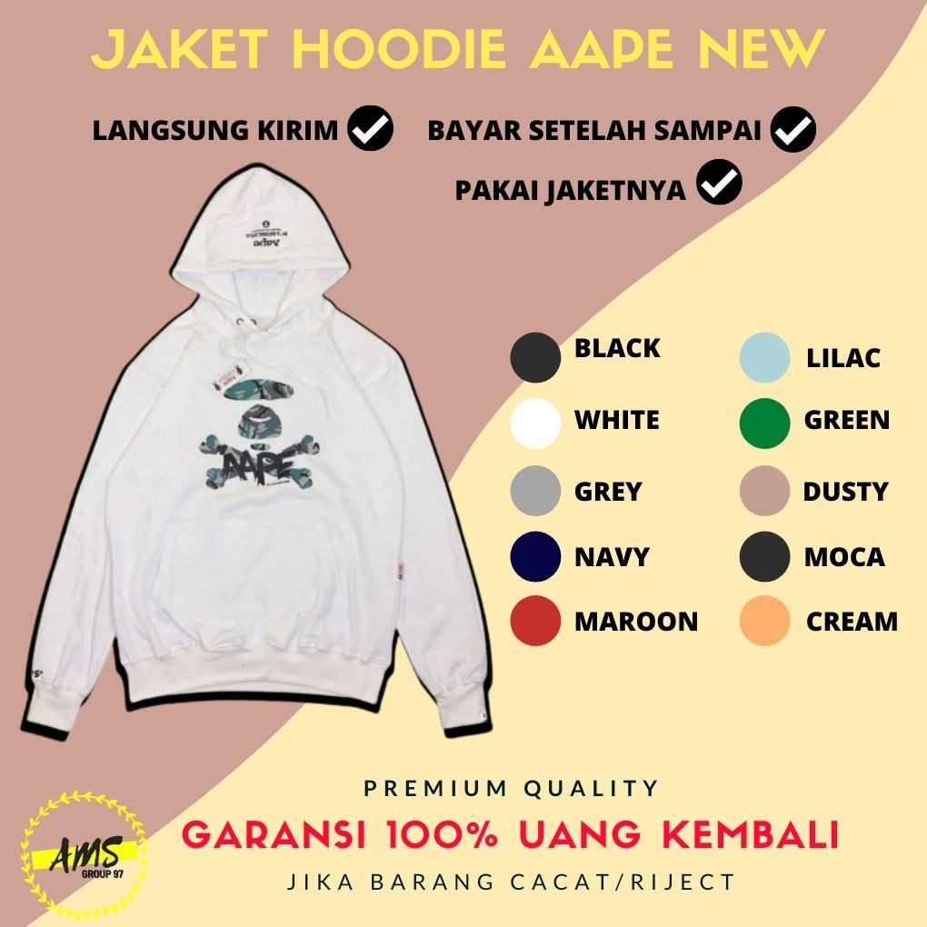Sweater Hoodie Bape Aape logo COD Jaket Outerwear jumper Hodie Bape jemper hodi pria premium murah
