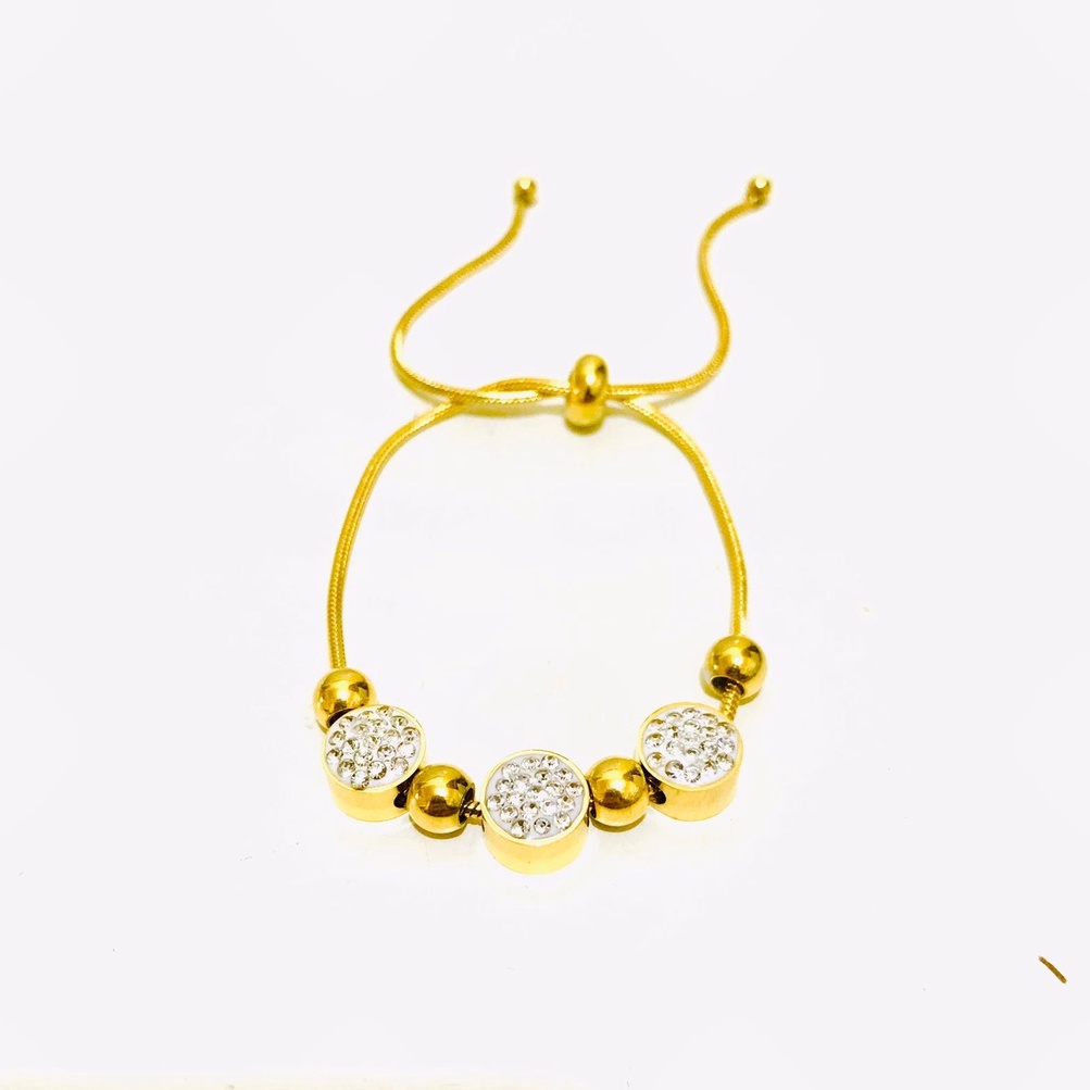 Gelang Serut Titanium Wanita Lapis Emas Anti Karat GST-39-29