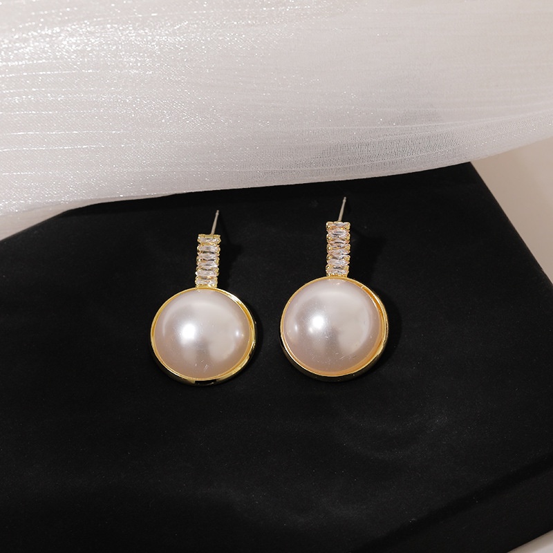 Sterling silver jarum Korea fashion sederhana Mutiara Super Flash zircon serbaguna kepribadian antin