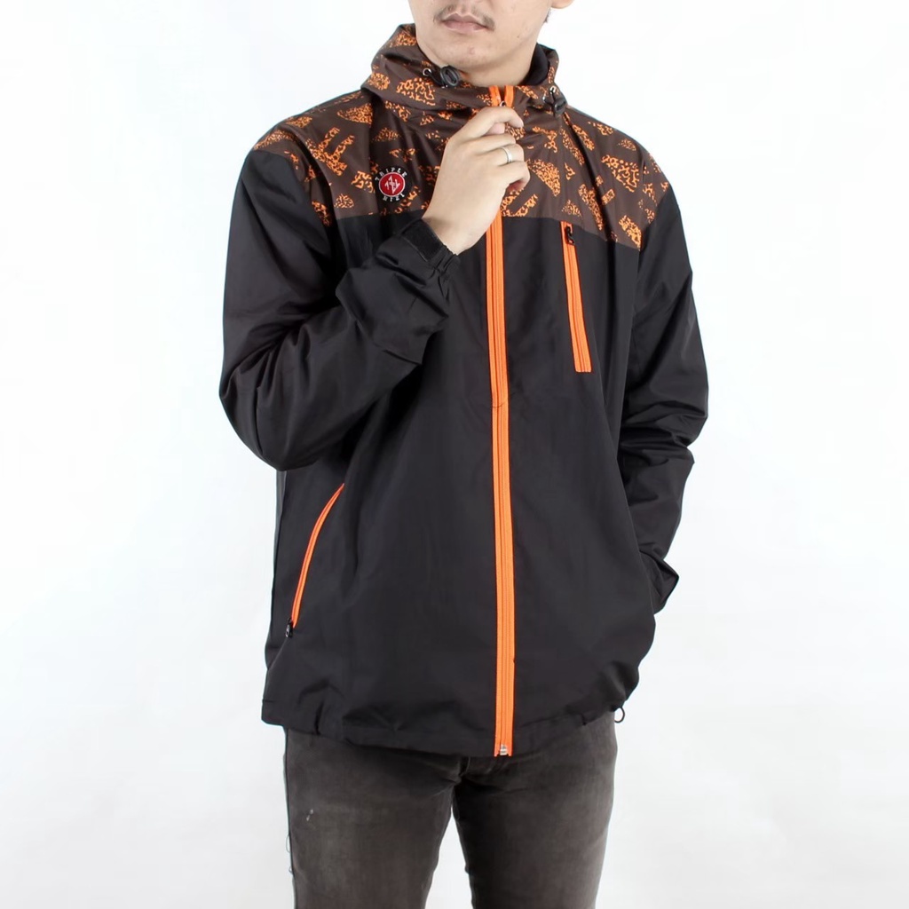 JD- JAKET HOODIE OUTDOR PRIA / JAKET HOODIE WATERPROOF ANTI AIR MOTIF BATIK ORIGINAL WANGKERS