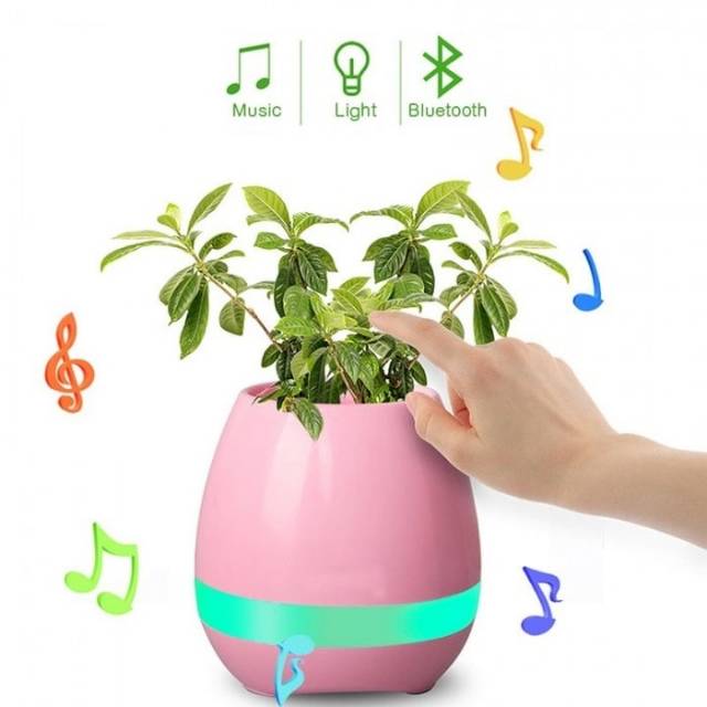 Smart Creative Music Touch Sensitive Flower Pot Vase Bluetooth Audio Speaker with 7 Color LED Lamp