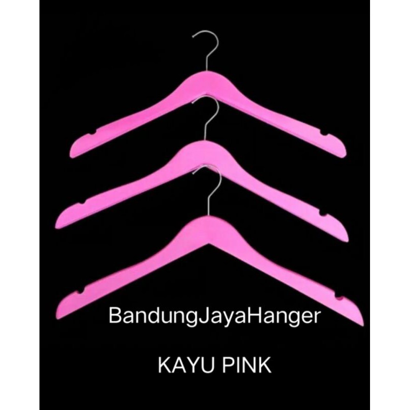 HANGER KAYU WARNA PINK / Hanger Kayu Dewasa / Kayu Murah / Hanger Display Distro / Hanger Kayu Premium Dewasa.