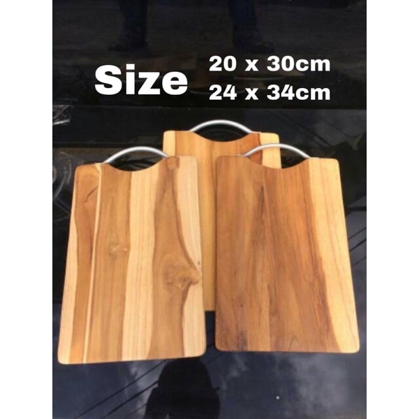 Talenan Kayu 30X20 Jati Gagang Aluminium Wooden Cutting Board Kayu Jati 30 x 20