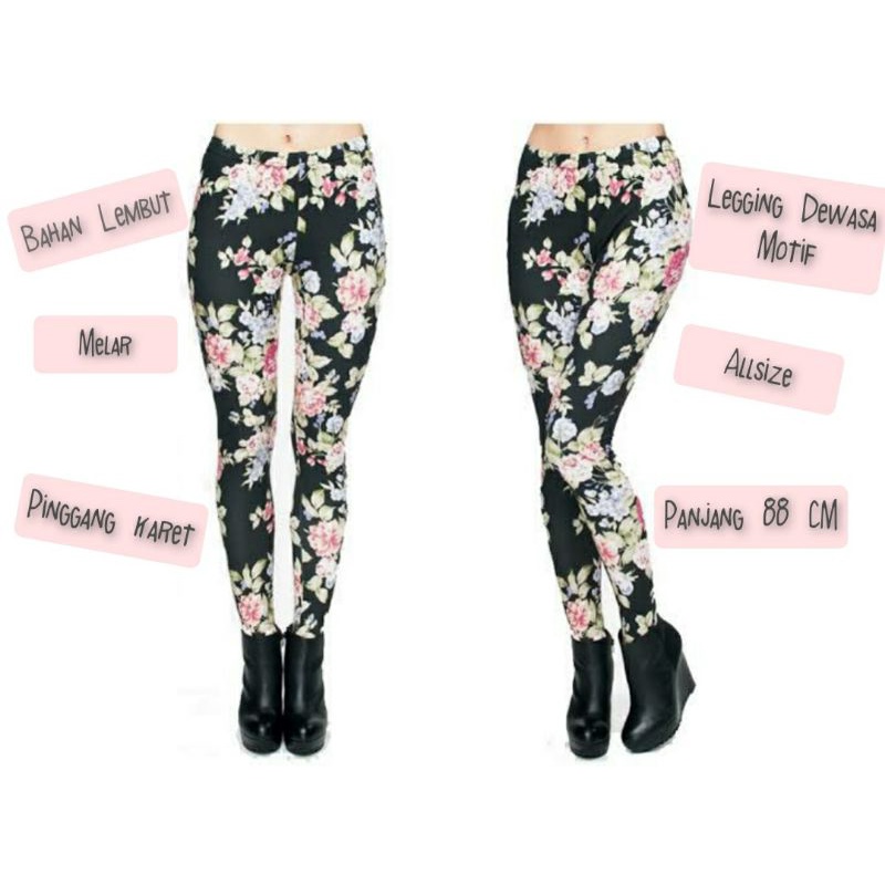 Legging Dewasa Motif Bahan Spandex Lembut