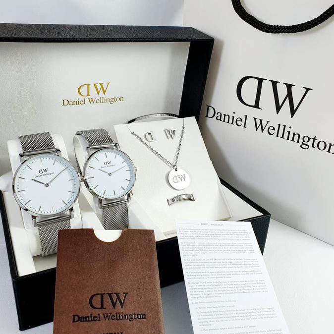 Jam Tangan Pria Dan Wanita Couple Dw Set Gelang Kalung Cincin Anting Toko.Feranika