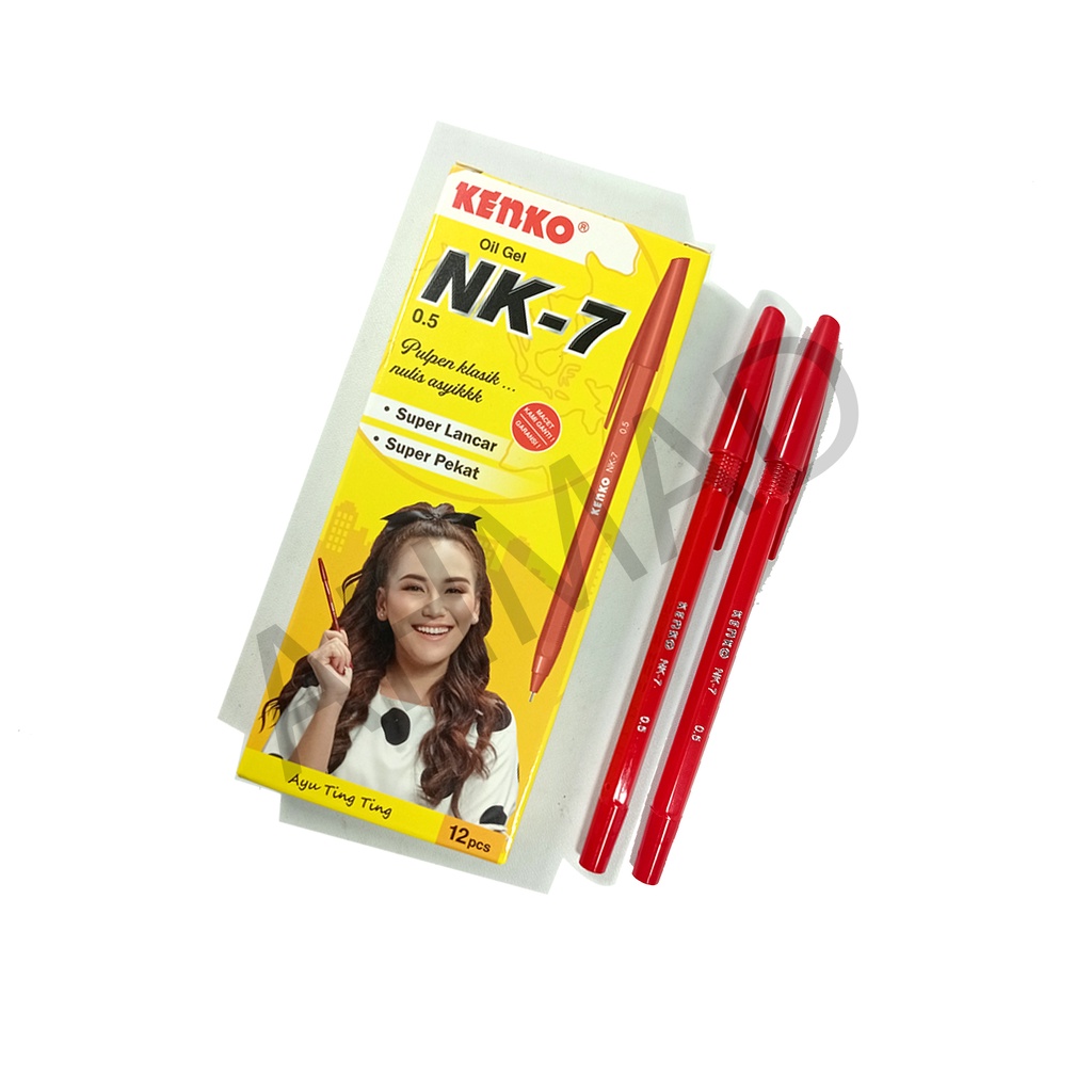 

KENKO NK-7 Pen Oil Gel Pulpen [ MERAH ] / LUSIN