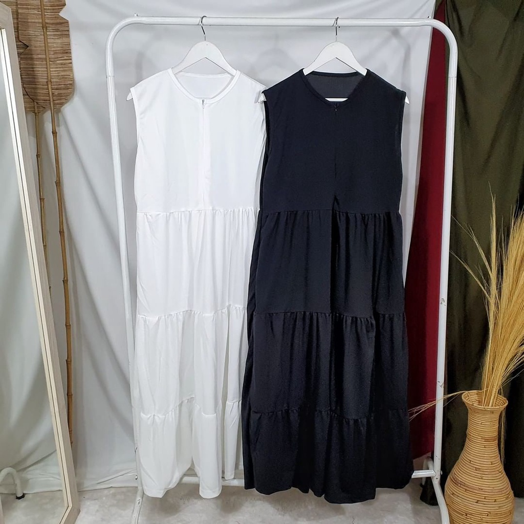 Nero Maxi / Gamis Cindy Black White / Gamis Devi Maxi Dress Rempel-Inner Putih