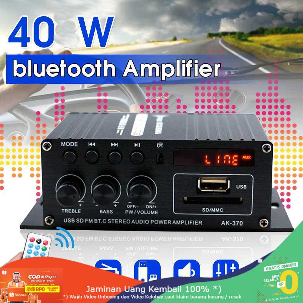 (BISA COD) RVOSTR Leory Penguat Daya Audio Bluetooth Car Power Amplifier 12V 40W AK370