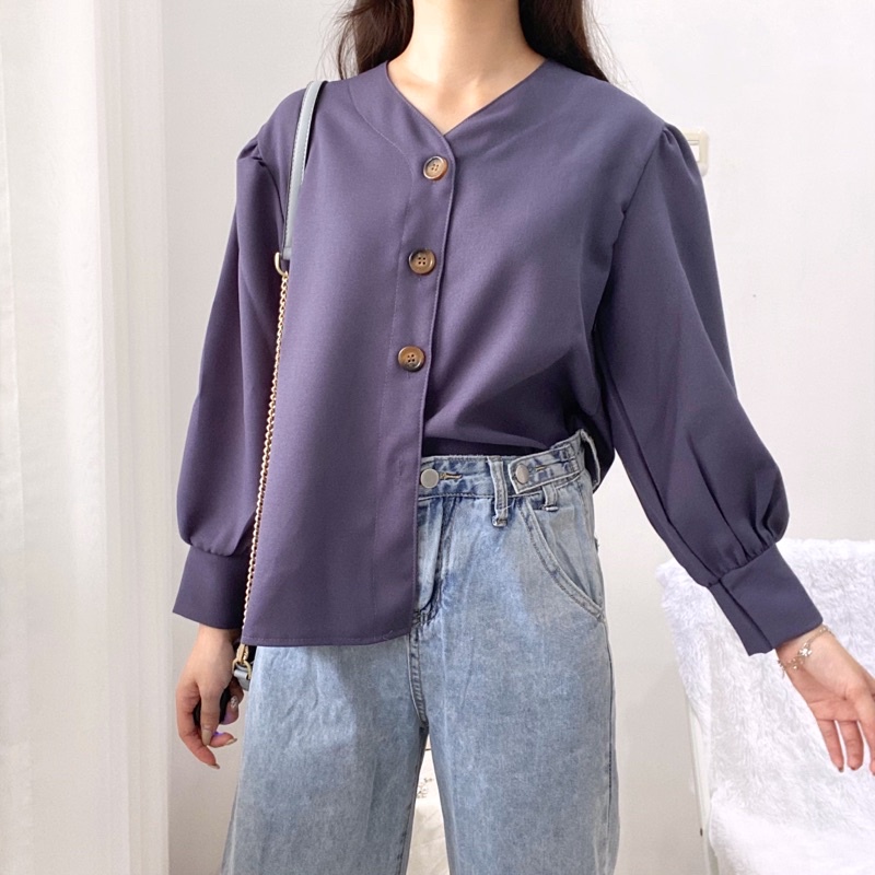 YOOMI Blouse Puffed Korean Atasan Cuffed Sleeve 0315 121
