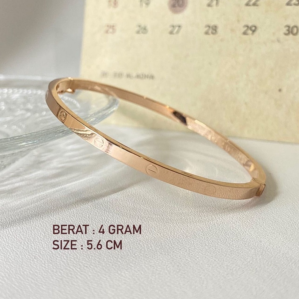 Gelang bangle Cartie anak dan dewasa emas asli kadar 700 750 70 75 16k 17k 1 set rosegold gold whitegold Cartierr padat terbaru tanpa mata permata polos korean