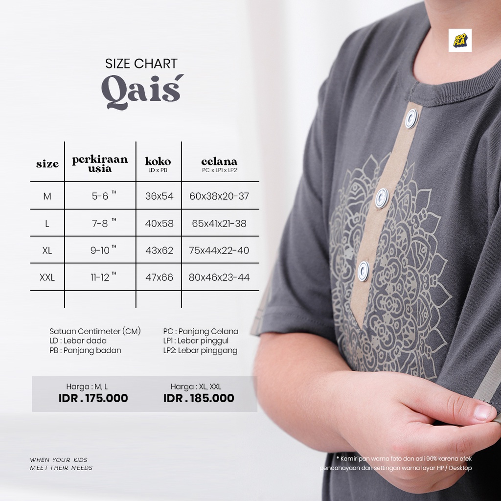 Hooflakids baju setelan anak muslim laki laki Tanggung Simple Ethnic Qais
