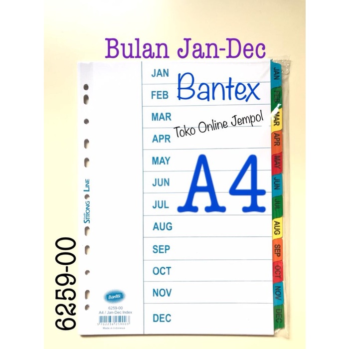 

Aman A4 Bulan Jan-Dec 6259-00 File Divider Bantex Pembatas Atk1181Bx Limited