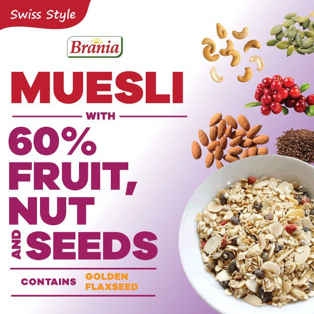 

MUESLI 500GR DENGAN 60% KANDUNGAN FRUIT, NUTS, AND SEEDS / MUESLI SWISS STYLE