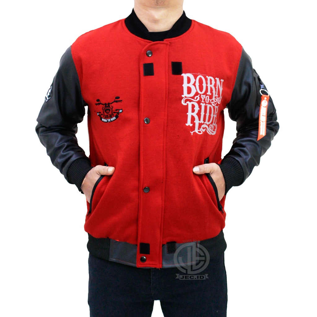 Jaket Bomber Baseball Karlit Mix Fleece Premium Varsity