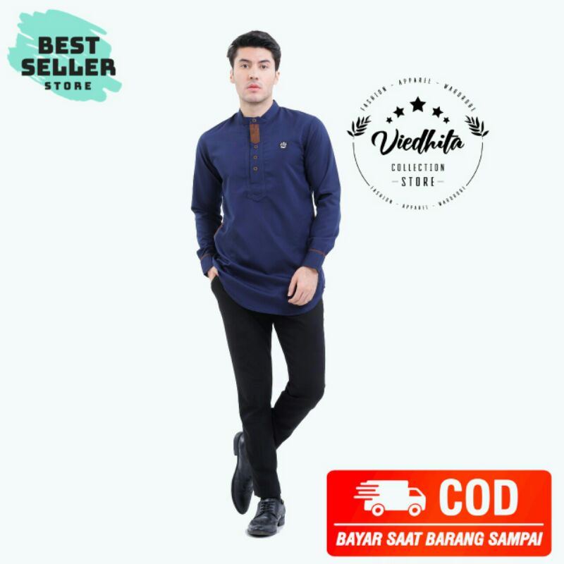 Koko Kurta Pakistan Lis Pendek Simple Original Premium Progressman Atasan Muslim Pria Dewasa