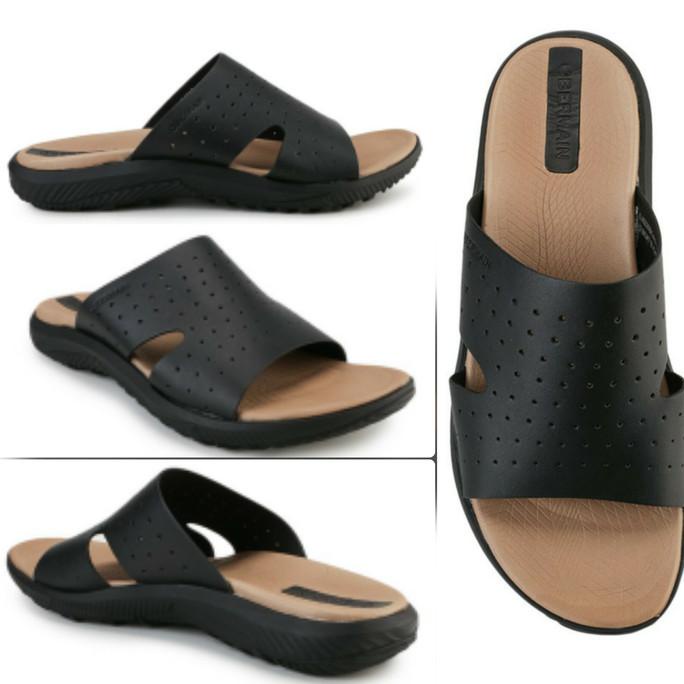 SANDAL SLOP PRIA OBERMAIN ORI TERMURAH OBERMAIN LEATHER BLACK 39 - 45 TERLAKU