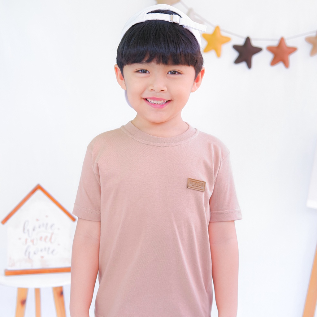 Kaos Polos Anak Laki Laki Perempuan Branded Premium Original | Mevla Kids - Kenzi Choco