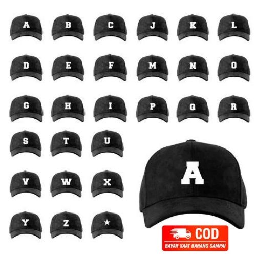 Topi Baseball  Pria Wanita Dewasa Bordir A B C D E F G H I J K L M N O P Q R S T U V W X Y Z