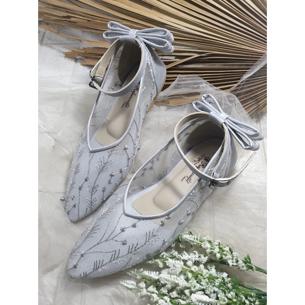flatshoes silver tali sandal wanita felia