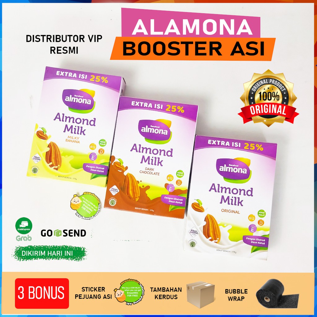 ALMONA Almond Milk Powder ASI BOOSTER with Daun Katuk - Rendah Gula - Tinggi Serat - Dairy Free