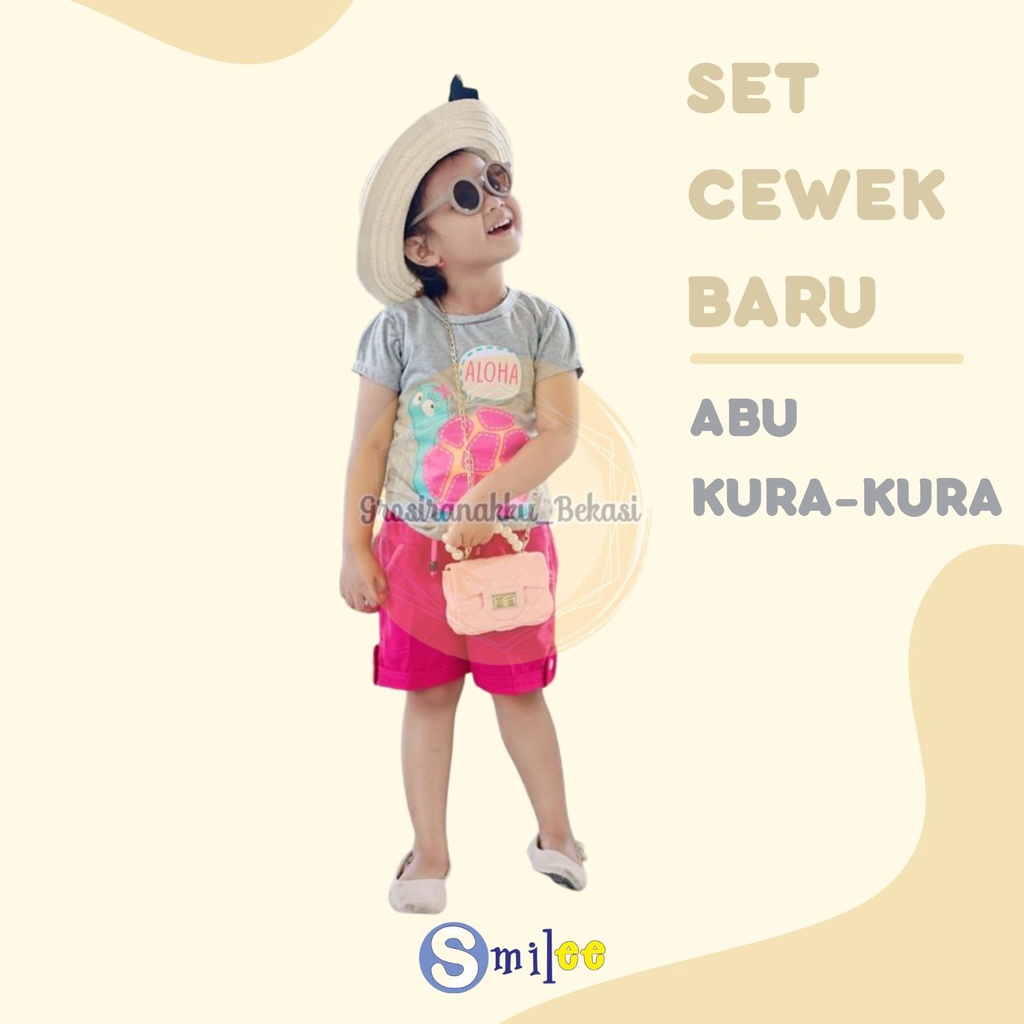 Setelan Anak Cewe Abu Kurakura Size 1,2,3thn Murah