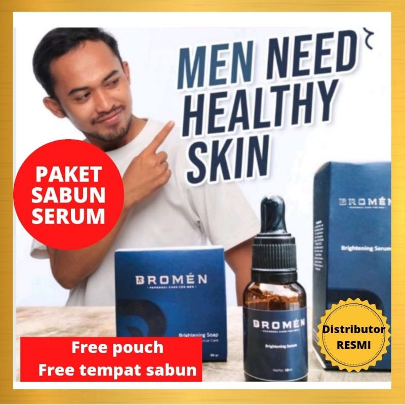 PAKET 3 - BROMEN [ 3Sabun + 3 Serum] BRIGHTENING PERAWATAN COWO