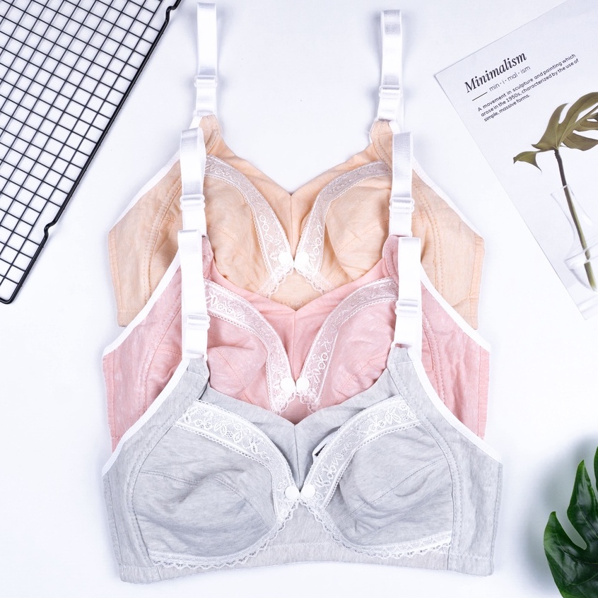 BEE - Bra Bh Menyusui Tanpa Kawat / Maternity Bra / Nursing Bra Motif Renda 9938-9938 JIAOZIDAIFANG