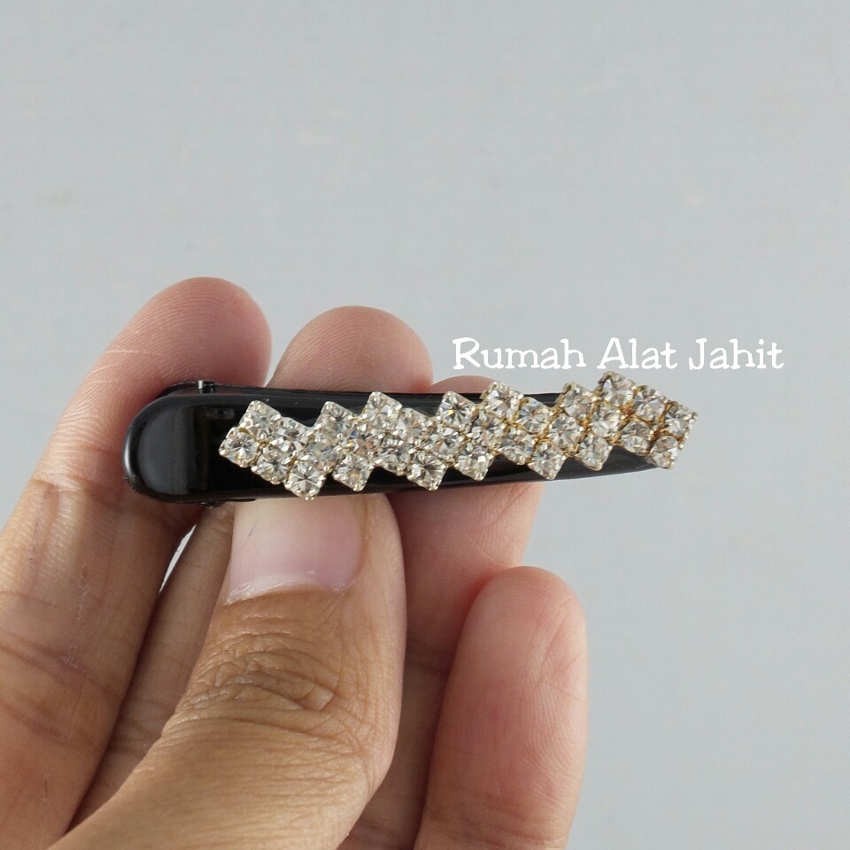 Jepit Rambut / Hair Clip Permata Baris Segi Empat Zig-Zag 4.5cm (sepasang)