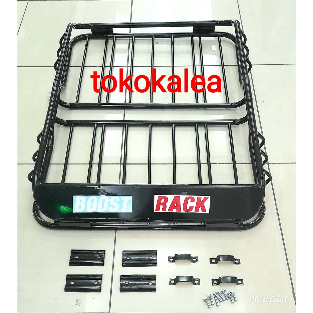 Rak bagasi atas mobil merk BOOST RACK full besi universal hitam
